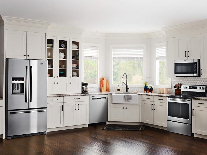 Various stainless steel appliances in a modern kitchen setting