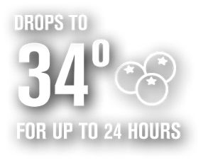 Drops to 34º for up to 24 hours