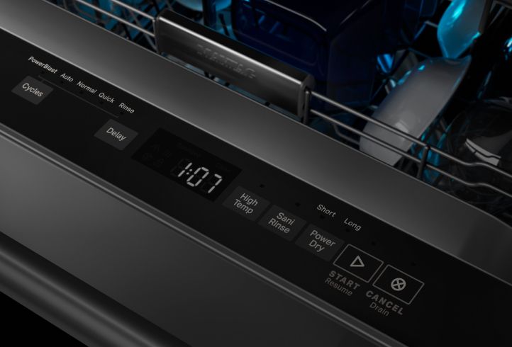 The Maytag® PowerDry option on a dishwasher control panel
