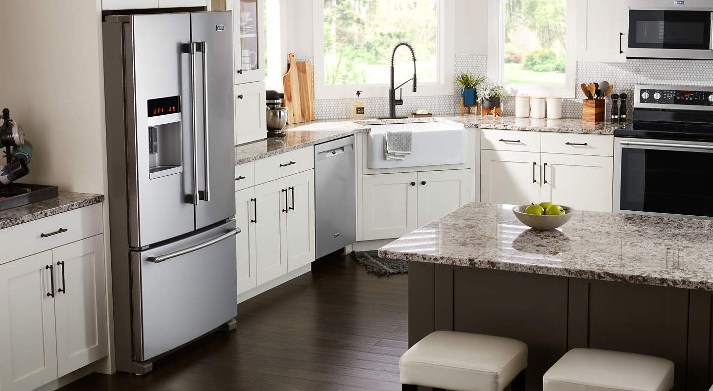 Maytag® appliances in a modern kitchen