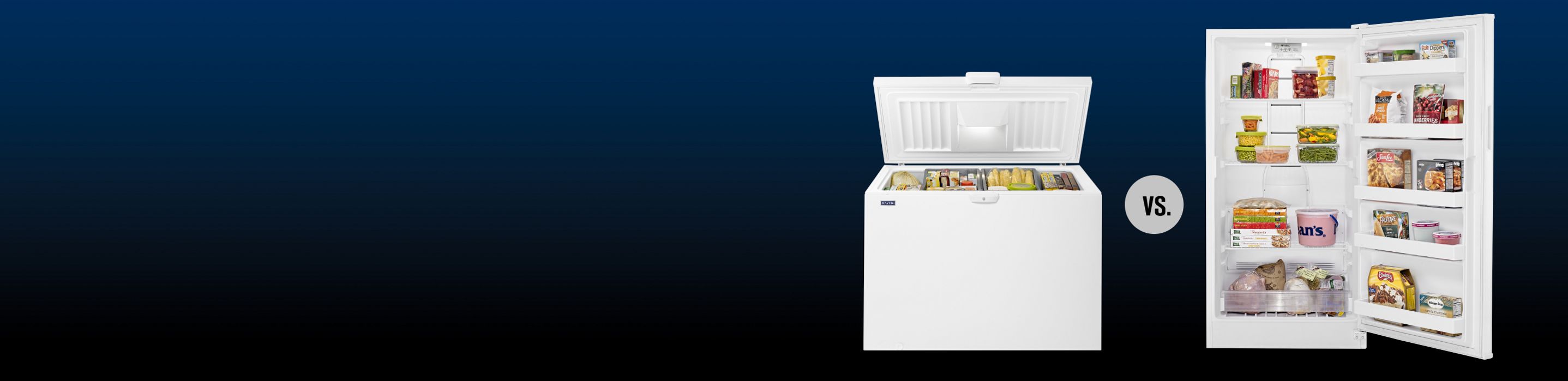 A stocked Maytag® chest freezer.