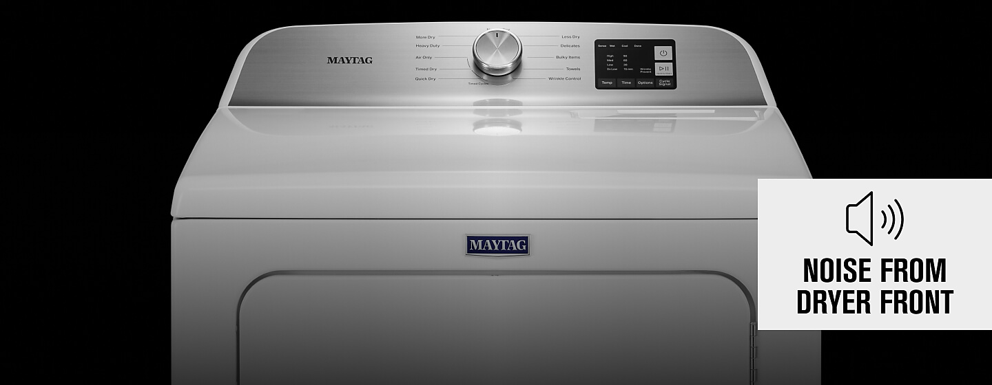 Top-front half of white Maytag® dryer.