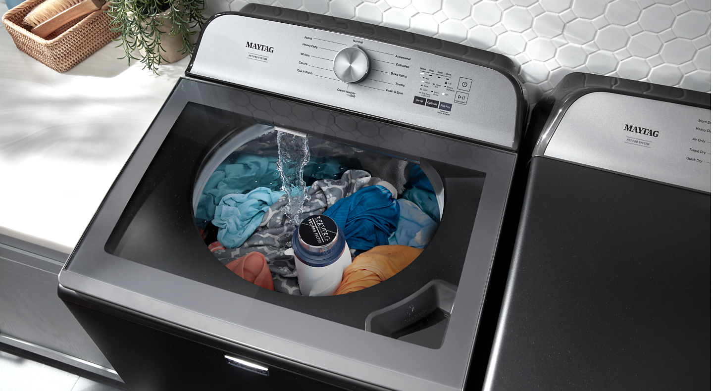 Overhead view of a Maytag® washing machine
