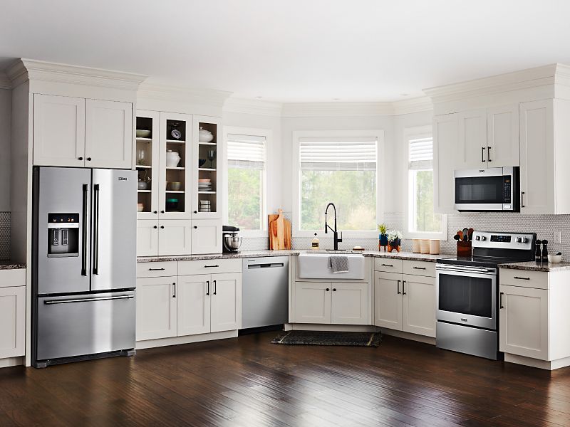 Various stainless steel appliances in a modern kitchen