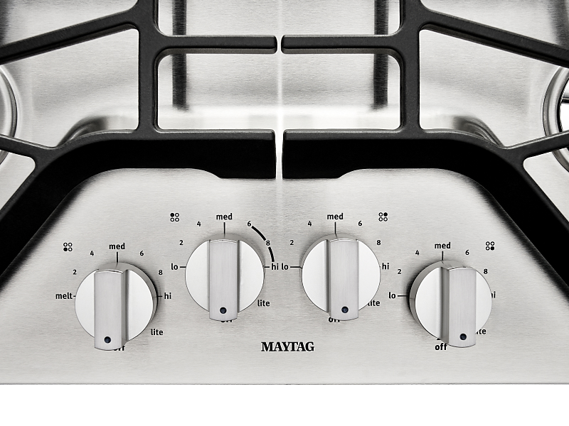 Maytag® stainless steel cooktop burner knobs