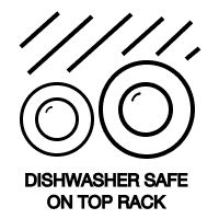 Dishwasher safe on top rack only icon