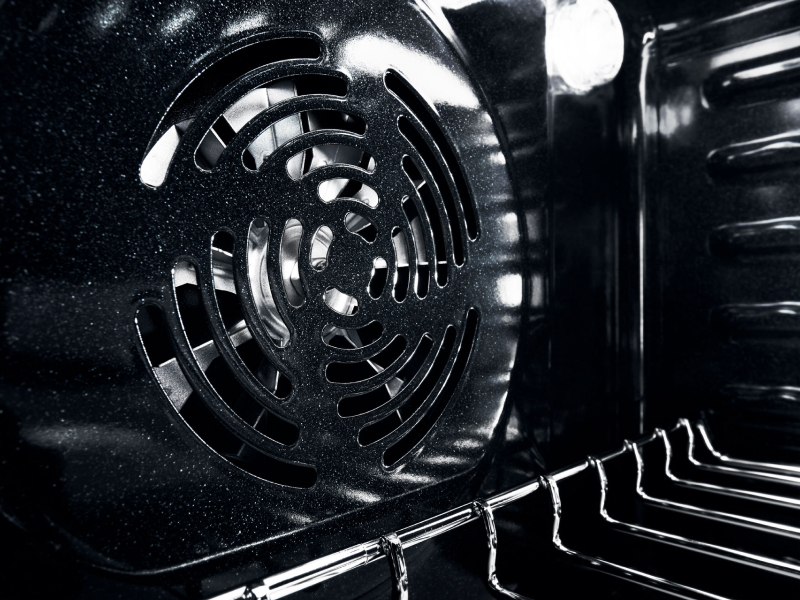 An interior fan of an oven.