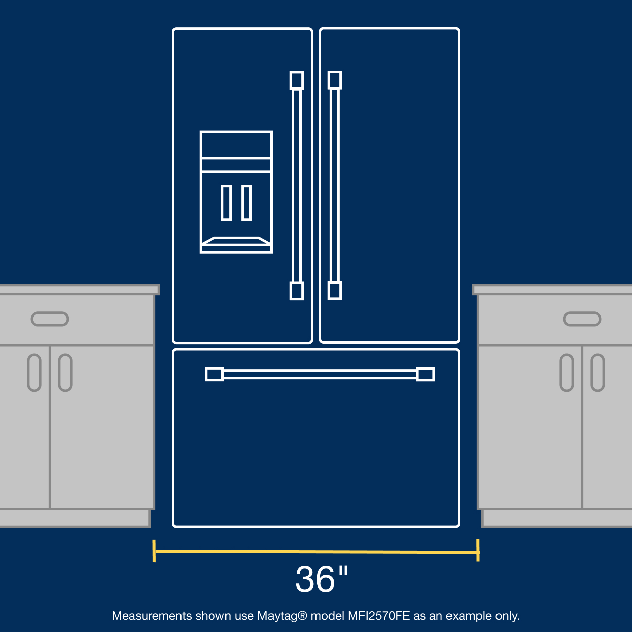 Measuring refrigerator width between cabinets