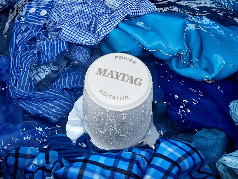 Garments in water around Maytag® agitator