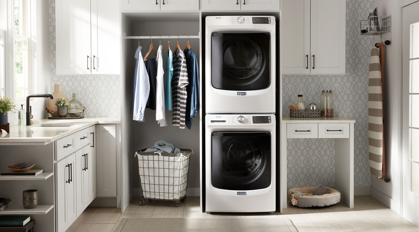 Stacked Maytag® washer and dryer set