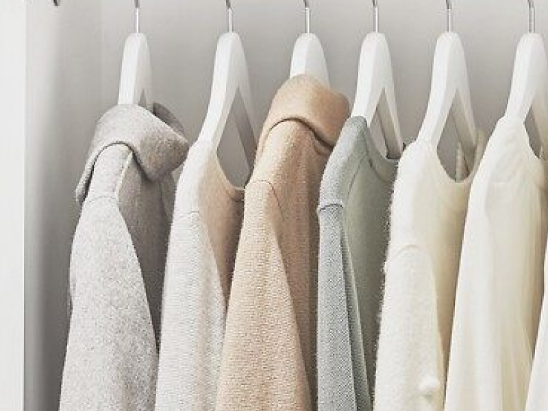 A rack of cashmere clothes