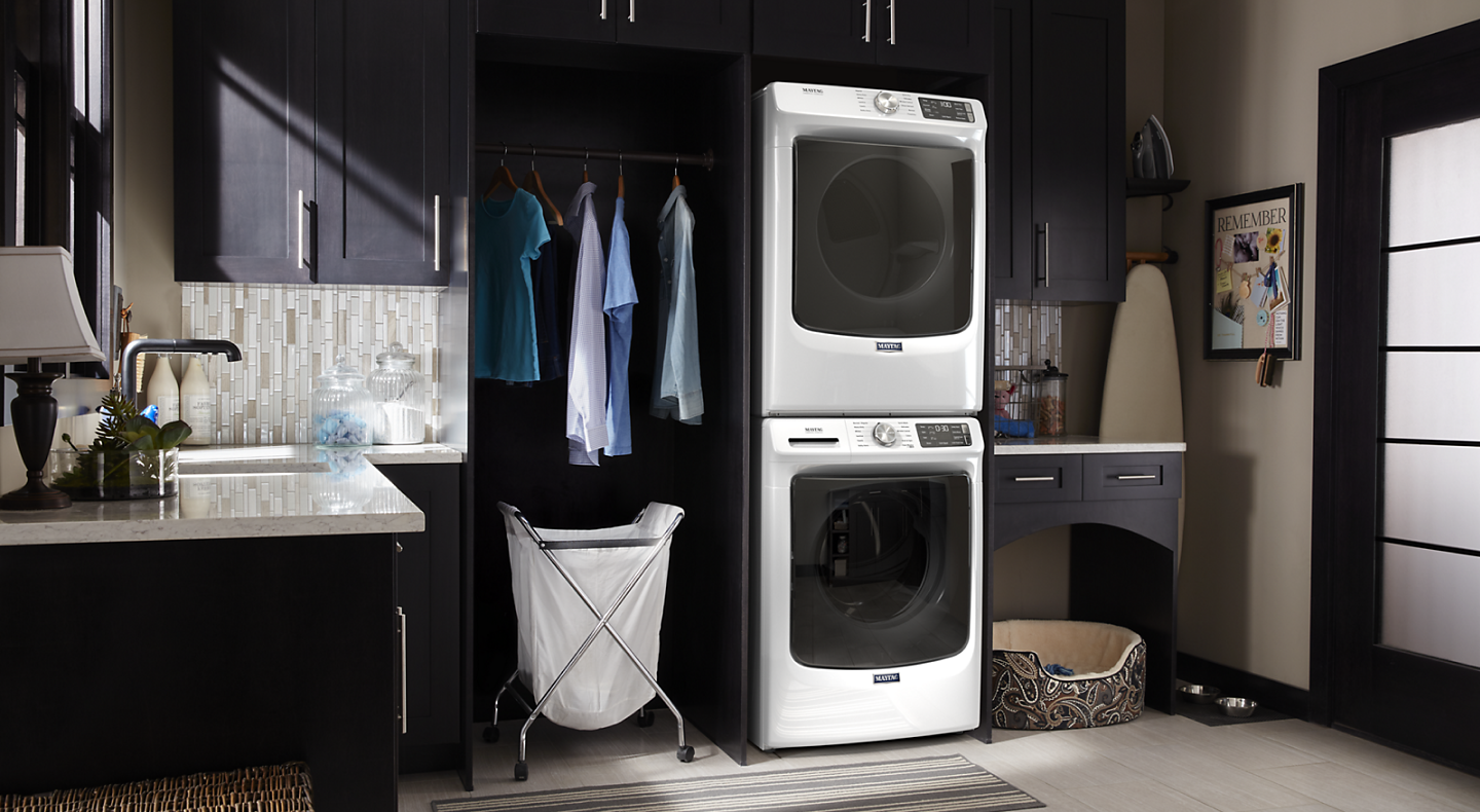 Laundry room with stackable appliances