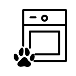 Washer with paw print in corner icon