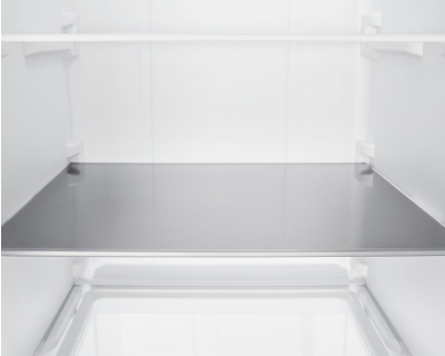 An empty refrigerator shelf