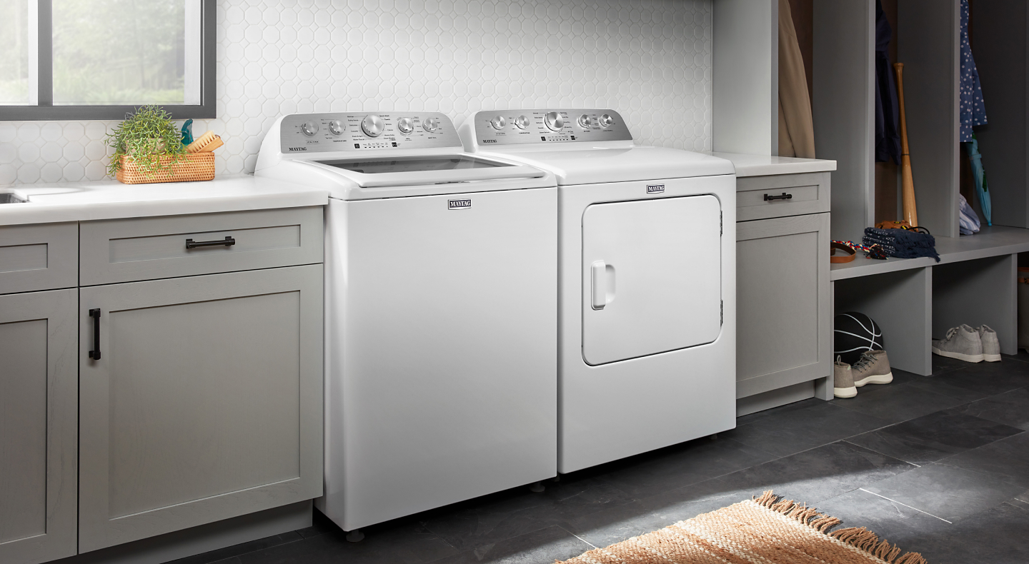 White Maytag® top load washer and dryer set