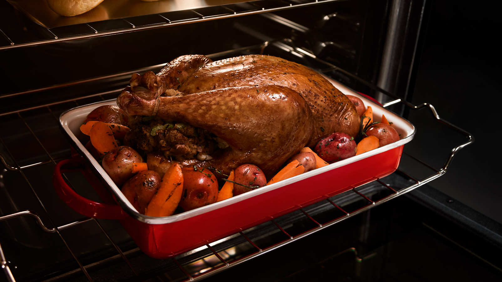 Large turkey roast in an oven