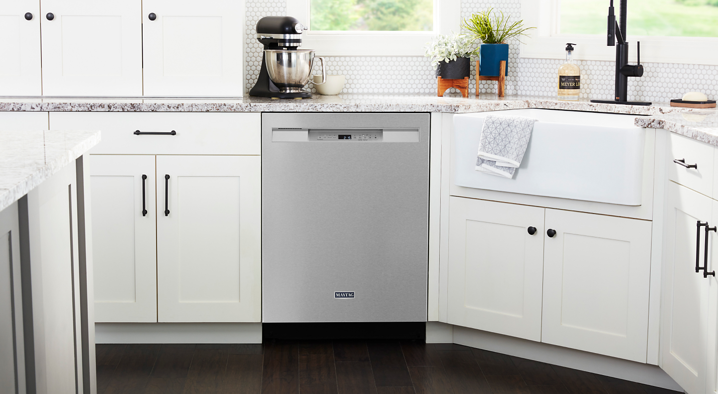 Stainless steel Maytag® front control dishwasher