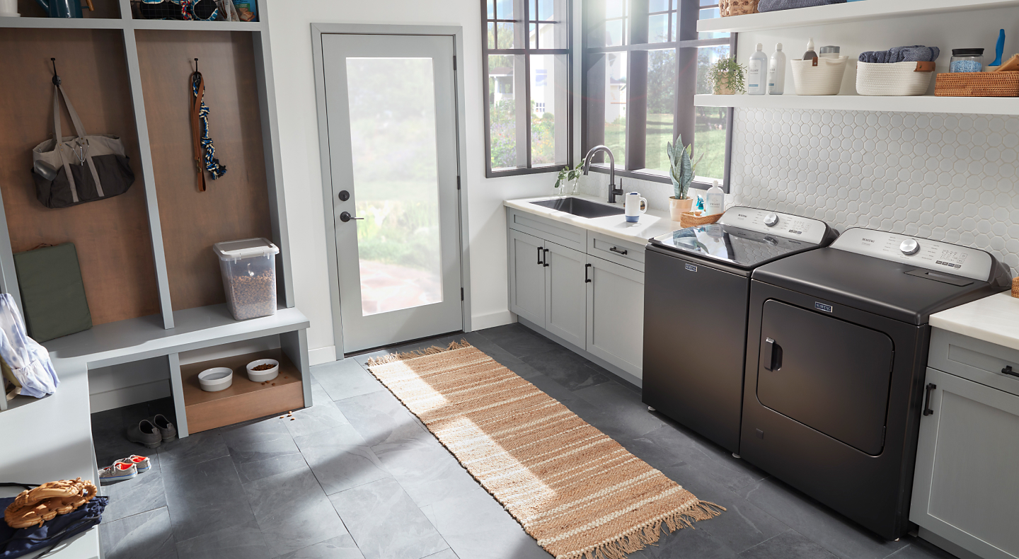 Maytag® washer and dryer in laundry room