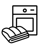A washing machine and blanket icon.