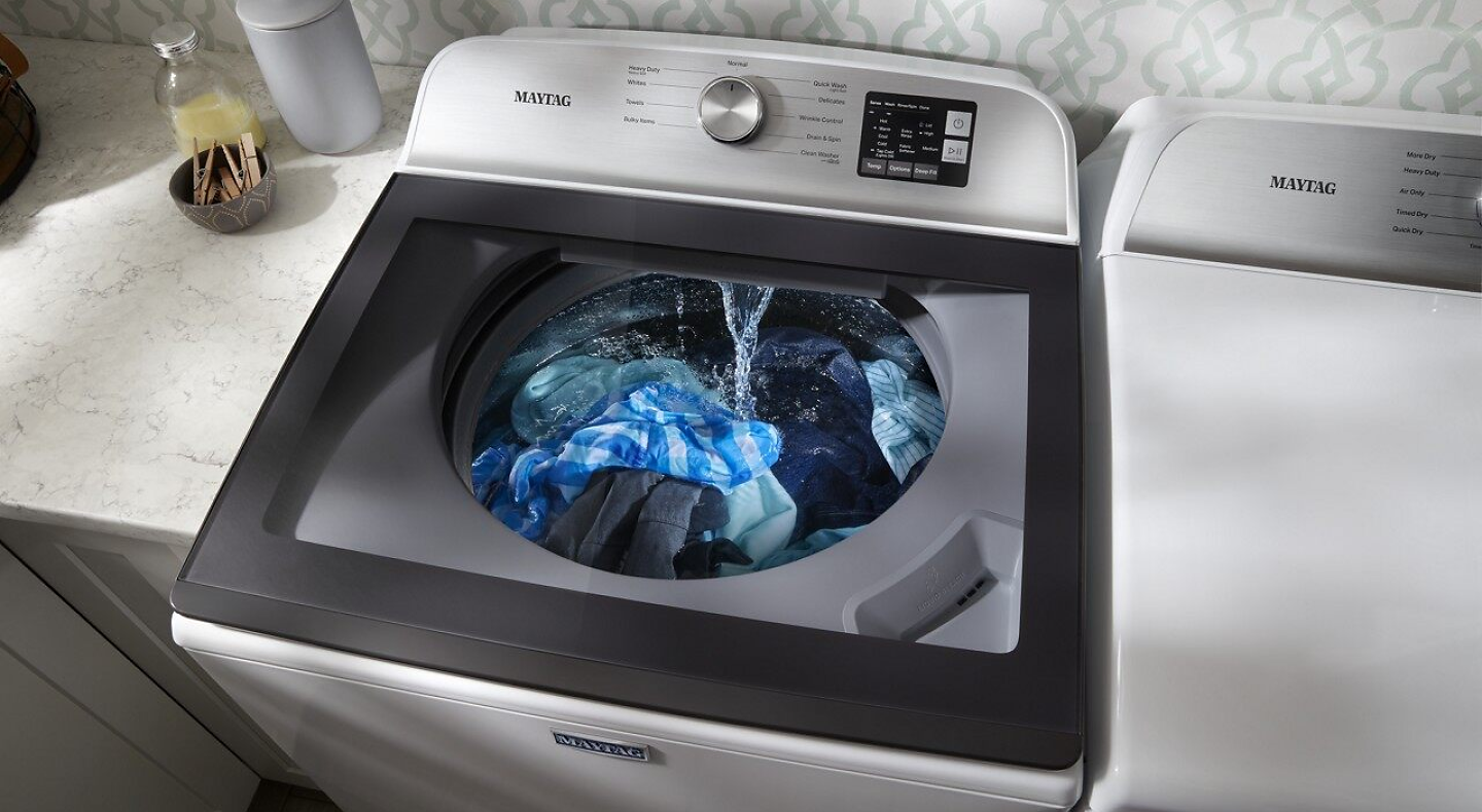 A washer cleaning clothes