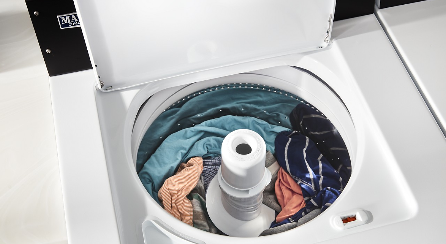 A close-up of a Maytag® top load washer
