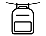 Backpack on a clothesline icon