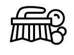 Hand brush and bubbles icon
