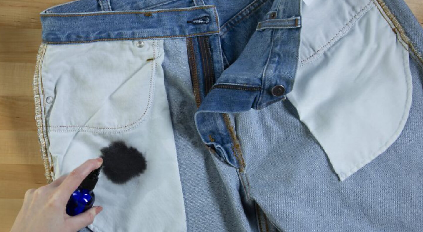 Treating an ink stain on the inside pocket of a pair of jeans