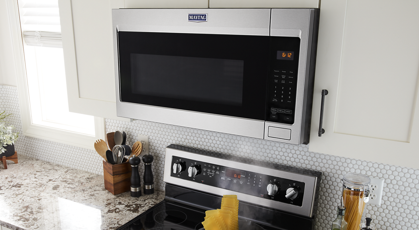 Stainless steel Maytag® over-the-range microwave Stainless steel Maytag® over-the-range microwave