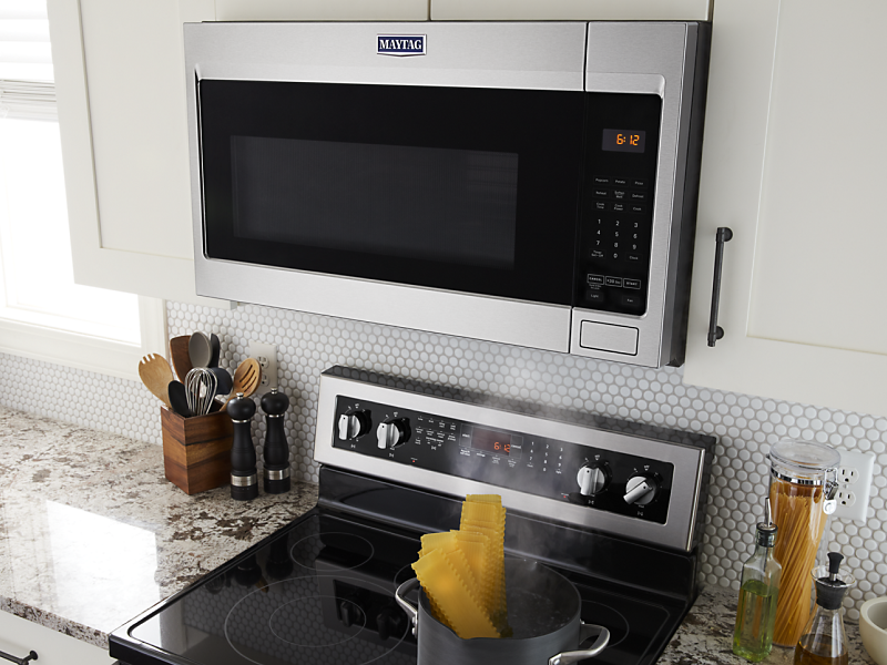Stainless steel Maytag® over-the-range microwave