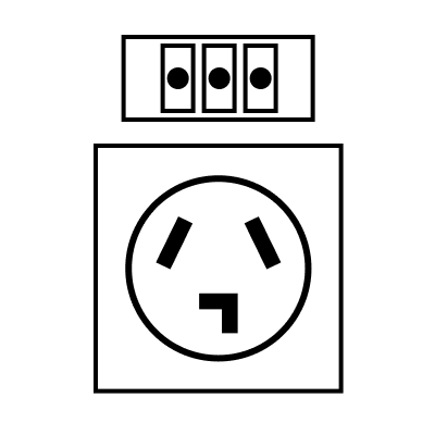 A 3-prong outlet diagram.