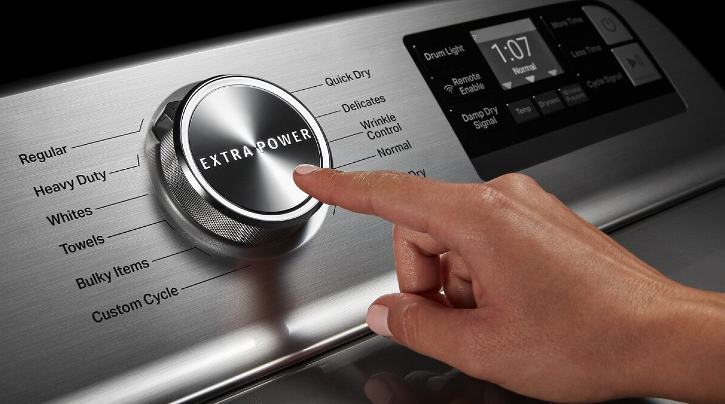 Close up of Maytag® dryer control panel