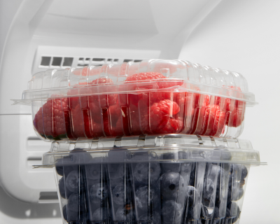 Berries inside a fridge