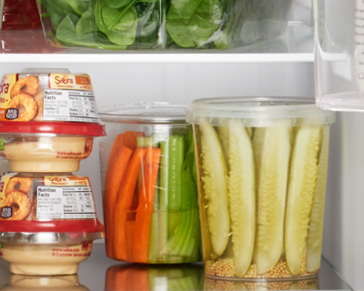 Pickles in a fridge