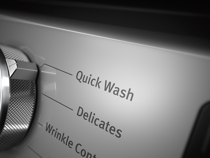 Close up of control panel knob set on Quick Wash cycle Close up of control panel knob set on Quick Wash cycle