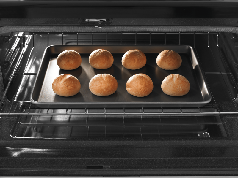 Rolls baking in an oven