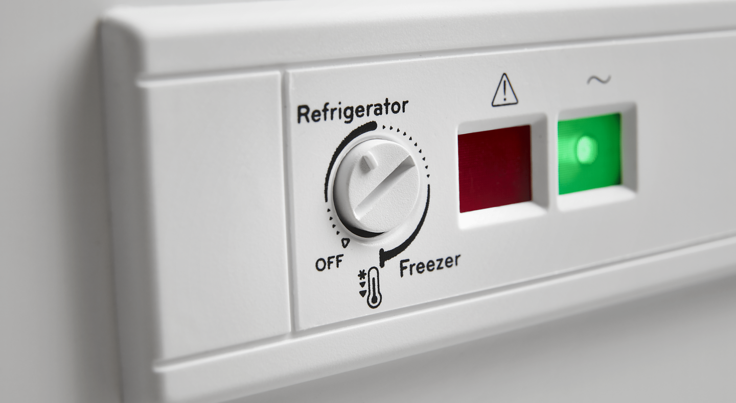 A freezer temperature knob