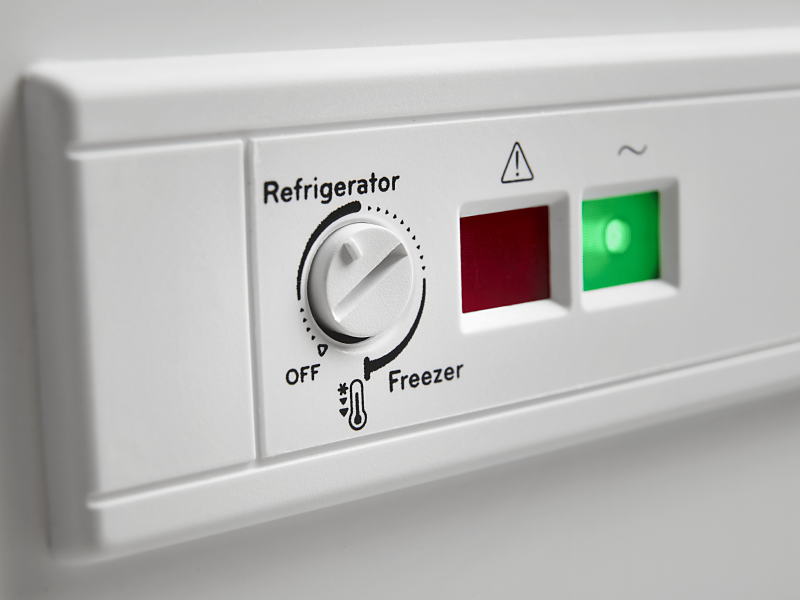 A freezer temperature knob