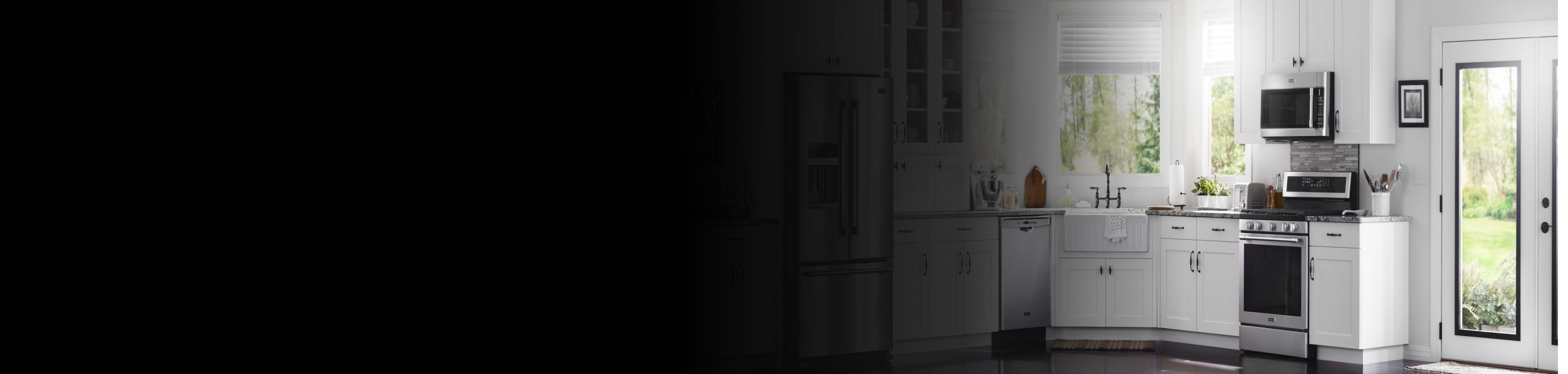 A Maytag® oven and over-the-range microwave in a modern kitchen.