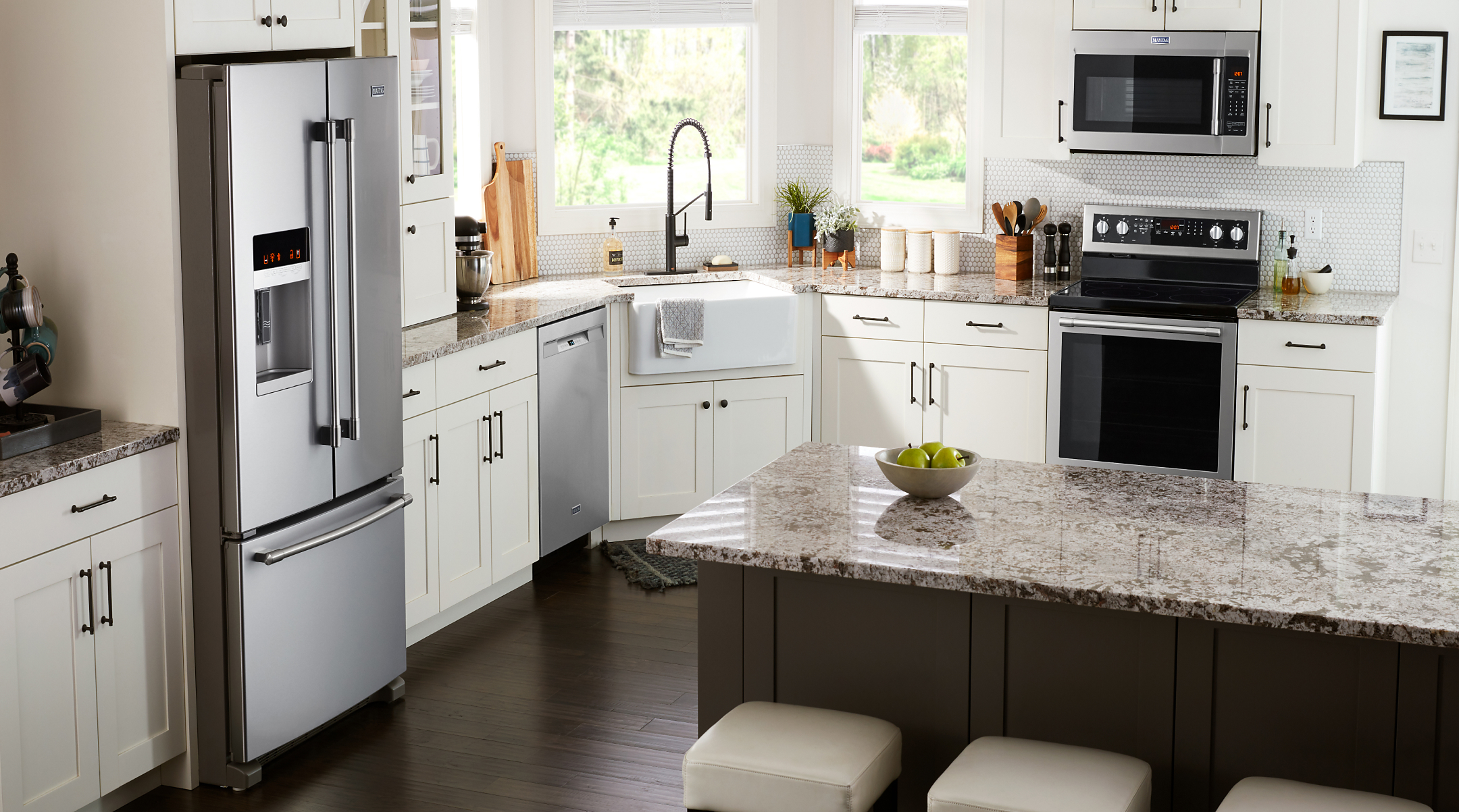 Kitchen showcasing Maytag® stainless steel appliances
