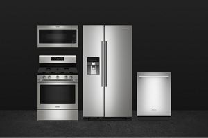 SELF-CLEANING GAS RANGE, 36-INCH SIDE-BY-SIDE REFRIGERATOR, OVER-THE-RANGE MICROWAVE AND DISHWASHER