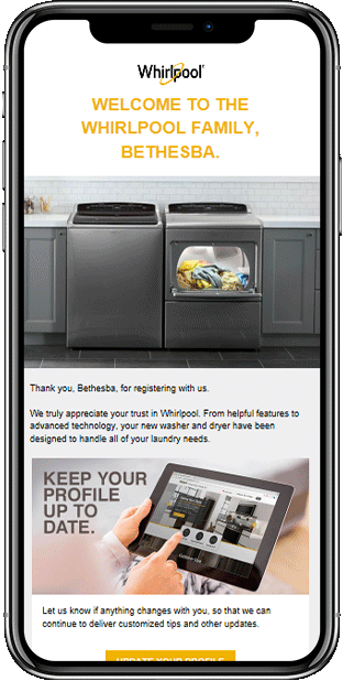 Phone showing an email of how to get started with new appliance