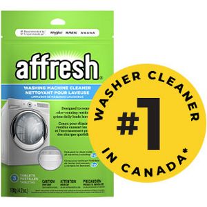 Affresh® water cleaner product with an award badge