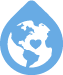 A graphic of the Earth with a water drop design