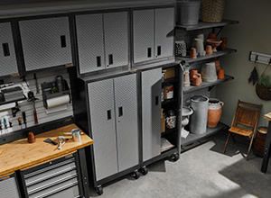 a workstation featuring various tool compartments