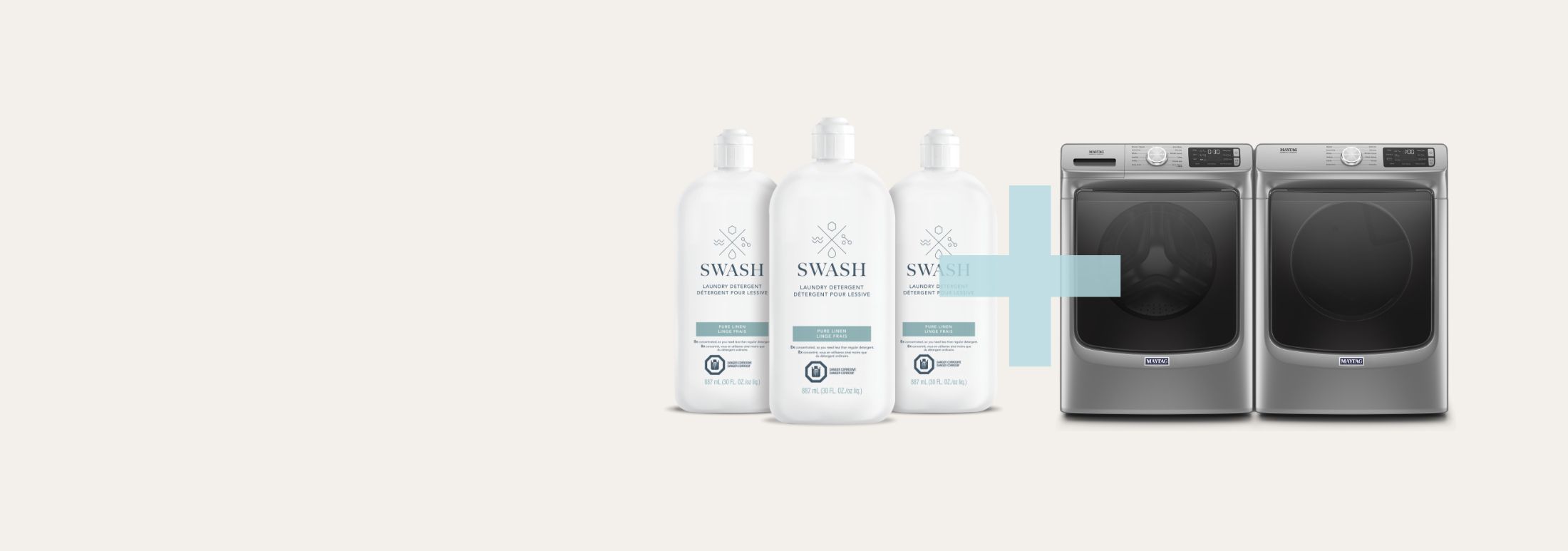 Swash Pure Linen Laundry Detergent laying flat amongst some fresh laundry