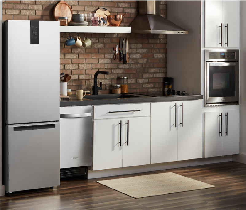 An apartment kitchen full of Whirlpool® Small Space Kitchen Appliances