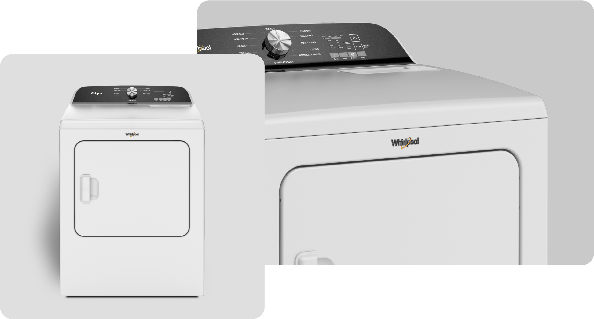 A Whirlpool® Dryer with a White finish