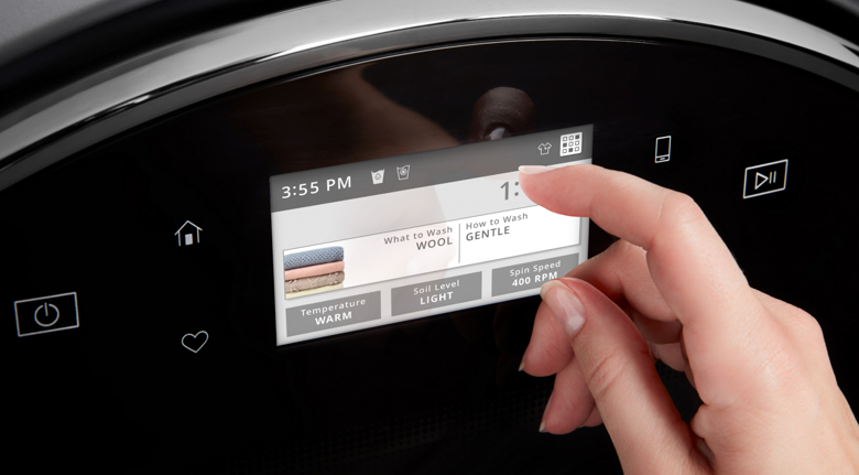 Specialty cycles on smart washer touchscreen