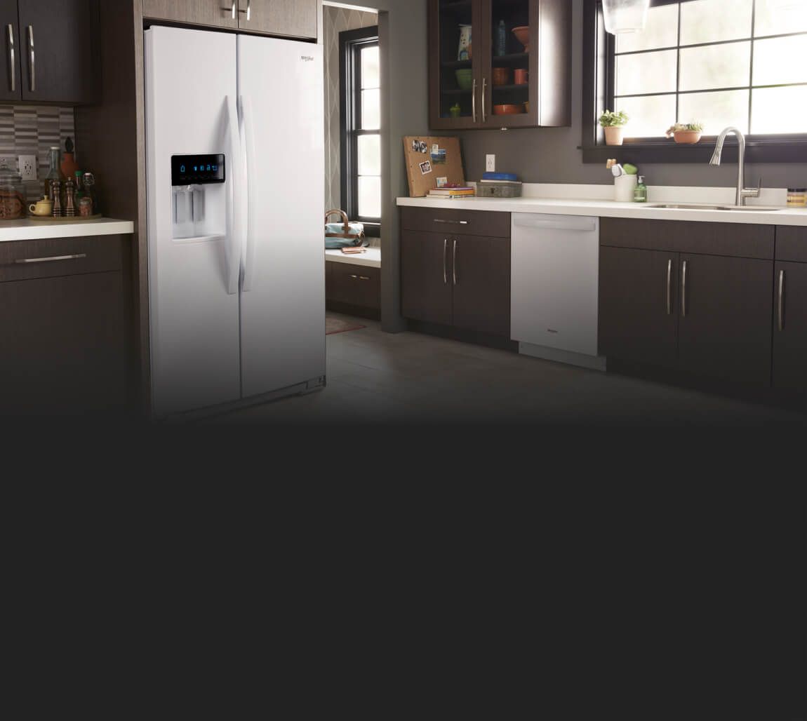 Whirlpool® side-by-side refrigerator.